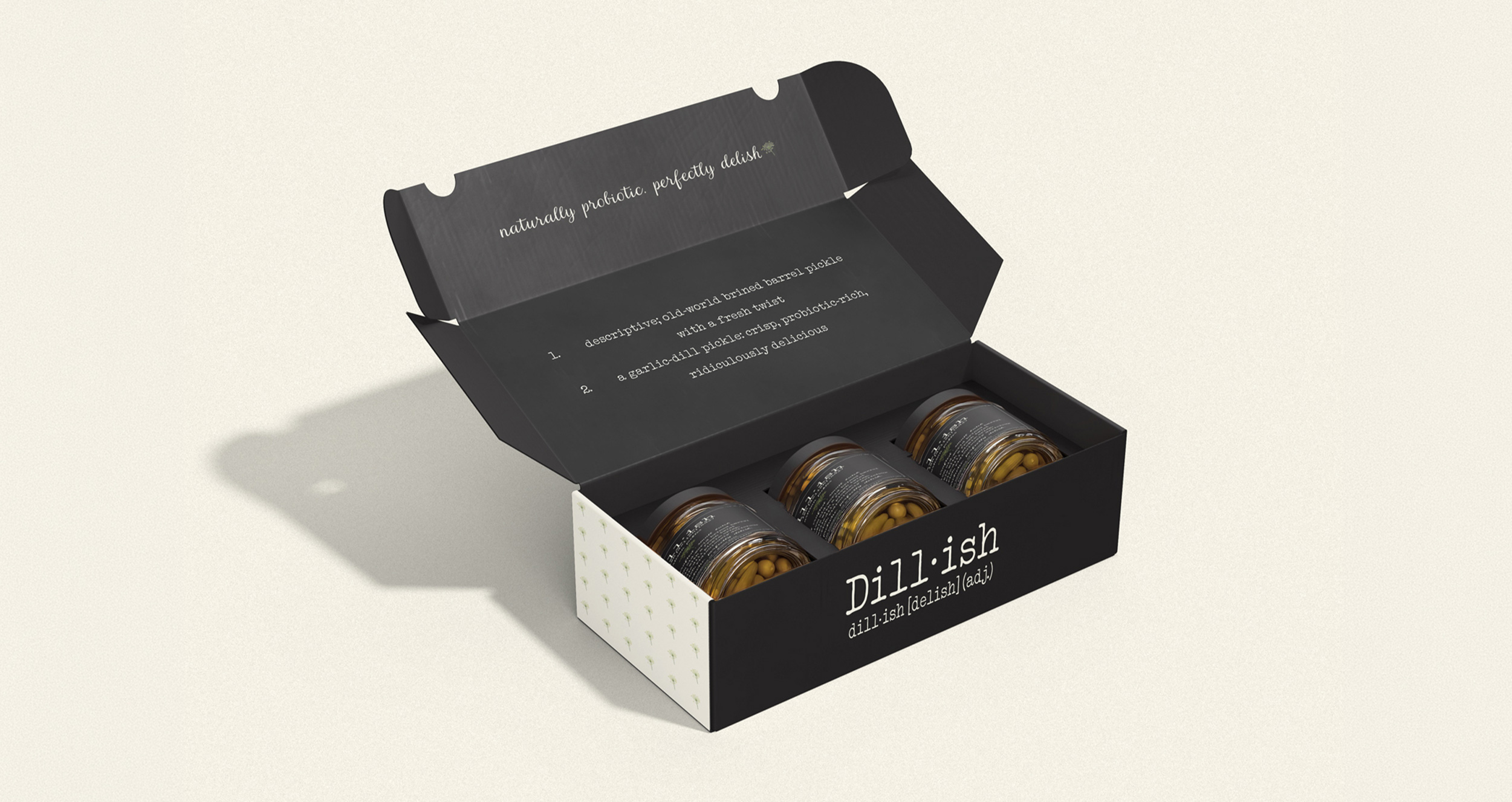 Brand identity and packaging design for Dillish, a handcrafted artisan pickle brand specializing in small-batch garlic dill pickles.