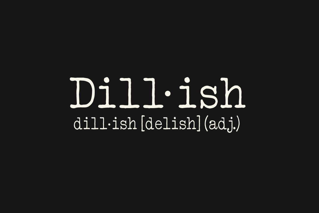 Brand identity and packaging design for Dillish, a handcrafted artisan pickle brand specializing in small-batch garlic dill pickles.