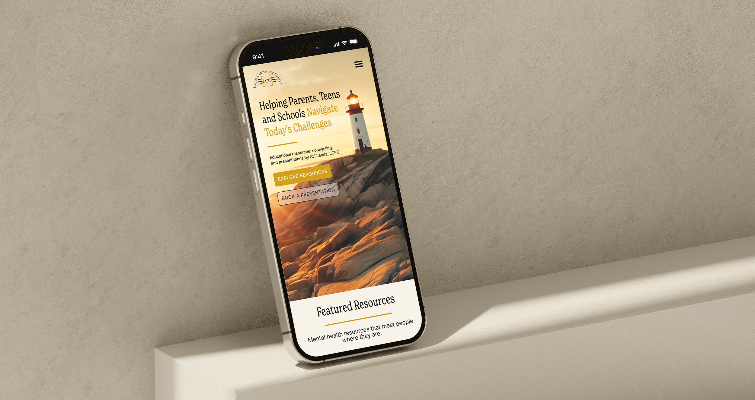 UX/UI and WordPress redesign for Landa Counseling Center - a modern resource hub created for parents, young people, and schools.